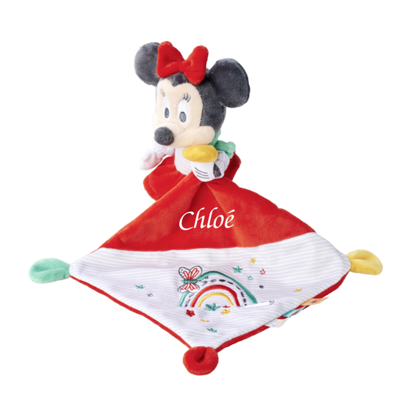  - minnie souris - evergreen peluche avec arc en ciel rouge gris 